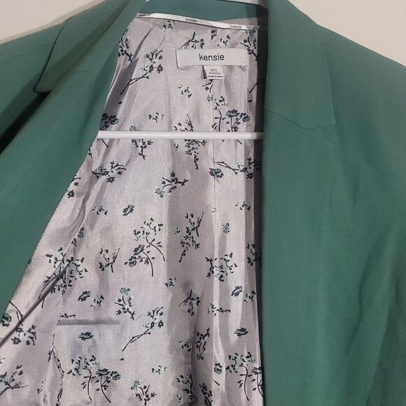 Kensie NWT Stretch Crepe Blazer Jacket w/ Roll Tab Sleeve Detail XS Green - Picture 8 of 9